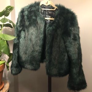 Faux fur green jacket